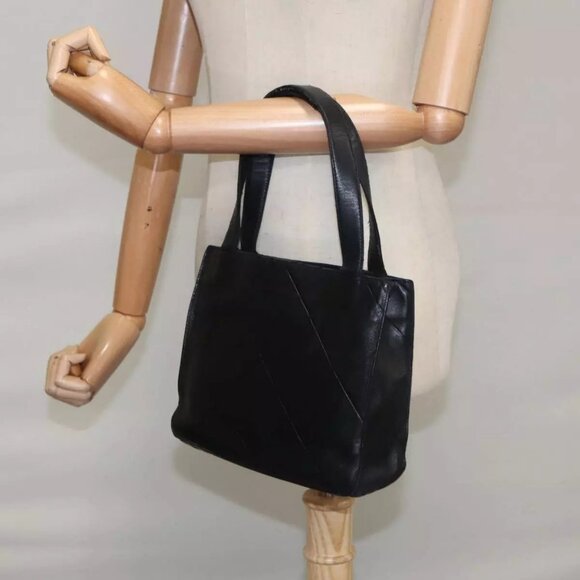 CHANEL Matelasse Hand Bag Lamb Skin Black